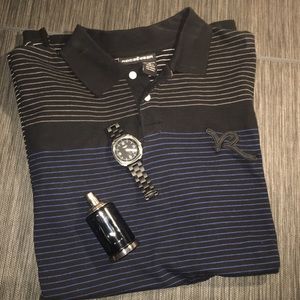 Men's Like New Rocawear Polo- Blue & Black